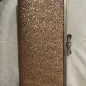 INC International Concepts Glitter Clutch with Silver Bow